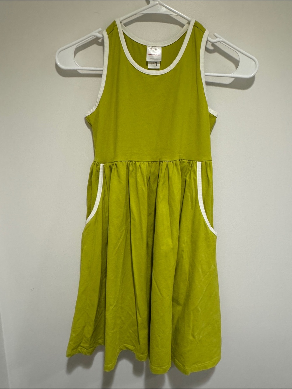Hanna Andersson Lime Green Tank Dress with White Trim